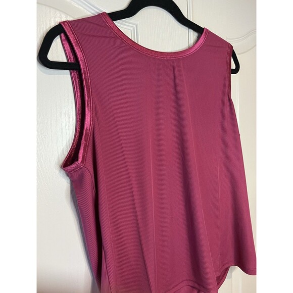 NWT Kate & Mallory Scoop Neck Ribbed Shimmer Trim Tank Top XL Pink Stretch Layer - Picture 2 of 9